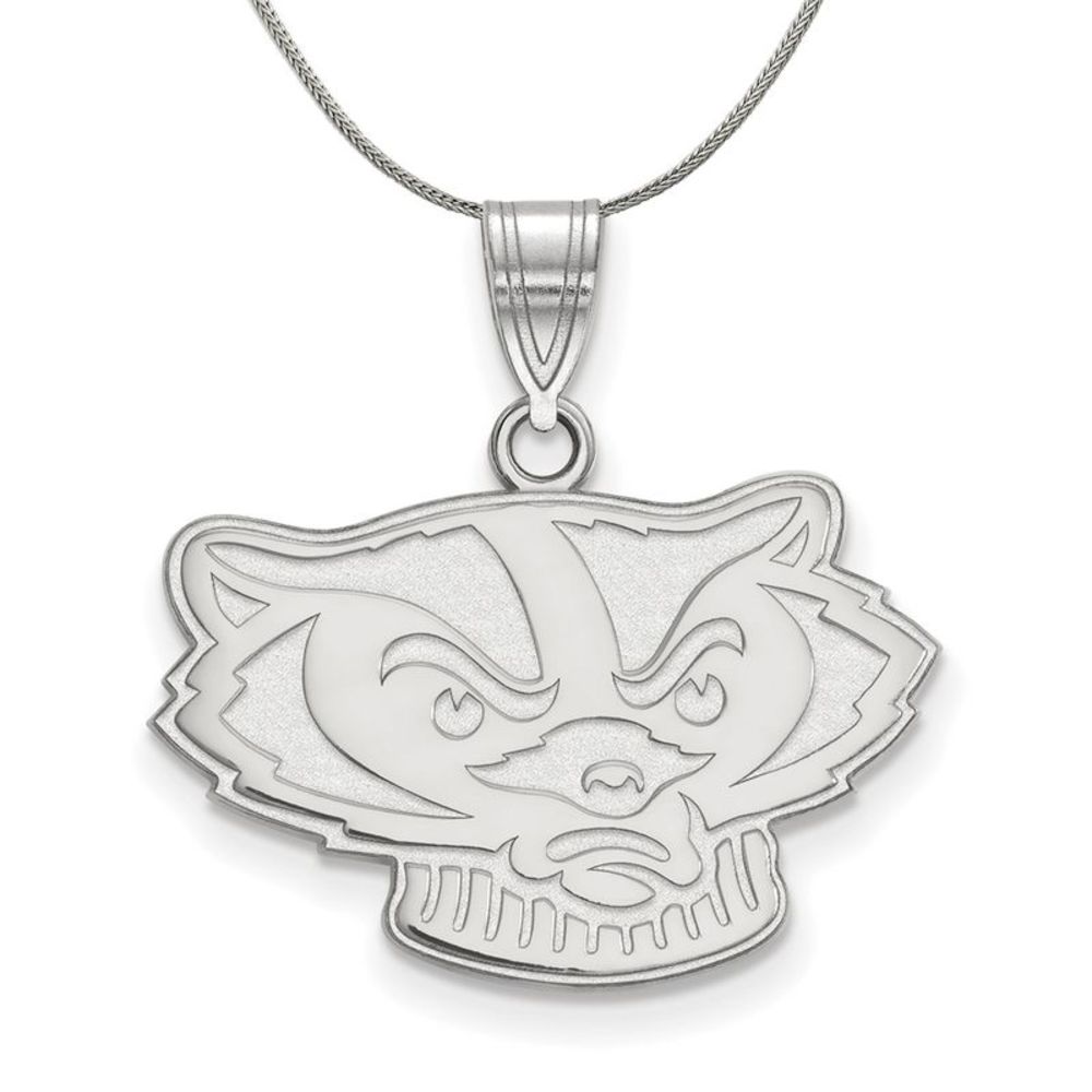 Sterling Silver U. of Wisconsin Medium Badger Necklace - 20 Inch